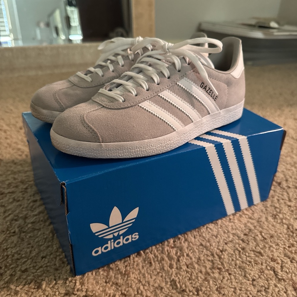 Adidas Gazelle Light Gray Suede Shoes